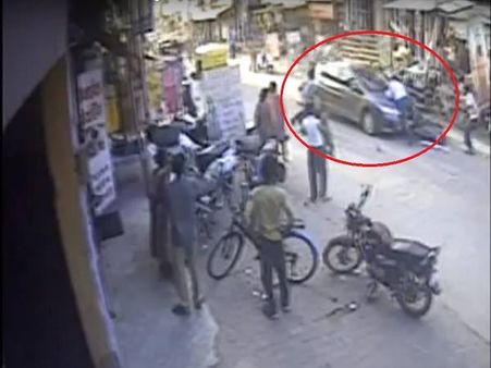 गुड़गांव में गुडांगर्दी का VIDEO:  टक्‍कर के बाद बाइक सवार को 500 मीटर तक बोनट पर घसीटा