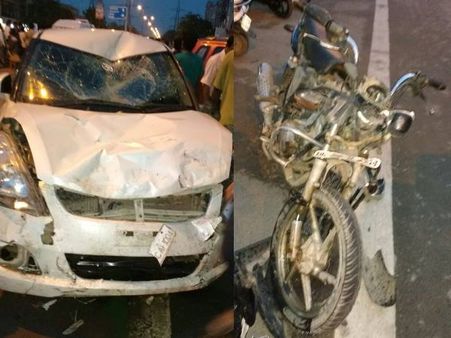 तेज रफ्तार कार की टक्कर से हवा में उछला बाइक सवार, हुई मौत