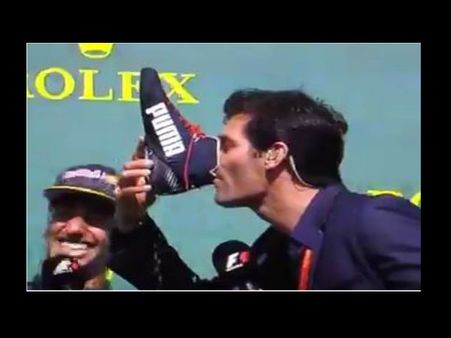 Video: जीत के बाद जूते में शैंपेन पीकर खुशी मनाता है ये F1 रेसर