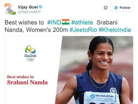 खेल मंत्री विजय गोयल ने फिर कर दी गड़बड़ी, ट्विटर पर उड़ा मजाक