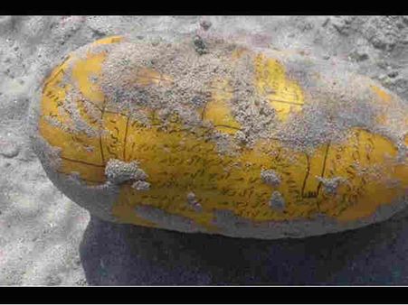 दुबई के पास मिला विचित्र फल, जिस पर अरबी में छपा है संदेश, लगी हैं कीलें