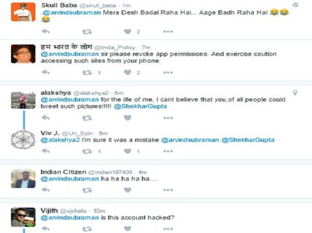 भारत के मुख्य आर्थिक सलाहकार अरविंद सुब्रमण्यम का ट्विटर एकाउंट हुआ हैक, ट्वीट हुईं गंदी तस्वीरें