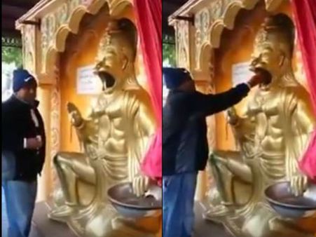 OMG!यहां हनुमान जी खुद फोड़ देते हैं नारियल, यकीन नहीं तो देखें video