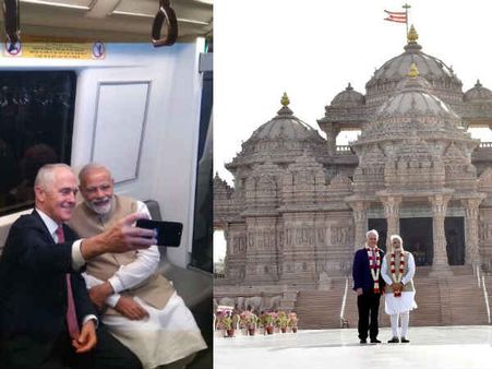 PICS: जब ऑस्ट्रेलियाई पीएम के साथ मोदी मेट्रो से पहुंचे अक्षरधाम मंदिर