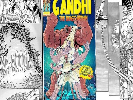 सुपरहीरो के अवतार में महात्मा गांधी, अंग्रेजों के बाद हिटलर की बारी
