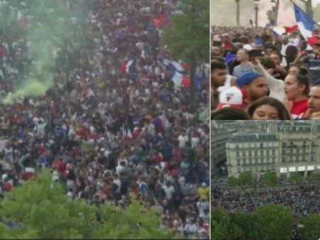 VIDEO: फ्रांस के फीफा वर्ल्ड कप जीतने पर पेरिस की सड़कों पर जश्न