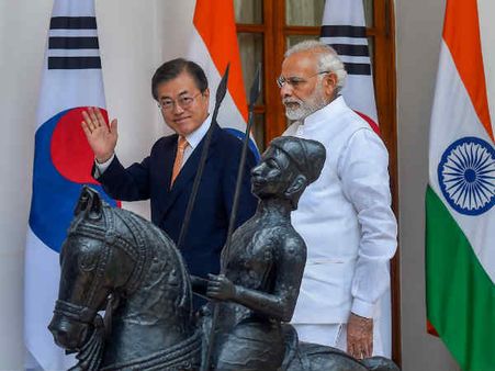 हैदराबाद हाउस में हुई पीएम मोदी और दक्षिण कोरिया के राष्‍ट्रपति मून जे की मुलाकात, दोनों देशों के बीच हुए सात समझौते
