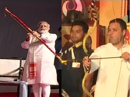 LIVE: पीएम मोदी और राहुल गांधी ने चलाया धनुष, दिल्ली में हुआ रावण दहन