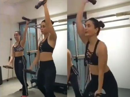 VIDEO: अपनी फिल्म के गाने पर करीना ने जिम में बहाया जमकर पसीना, थकने के बावजूद करती रहीं एक्सरसाइज