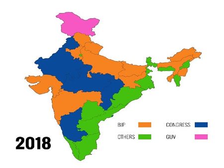 अलविदा 2018: भारत के नक्शे पर कितना फीका पड़ा भगवा रंग, कैसा रहा कांग्रेस का परफॉरमेंस