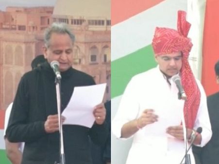 राजस्थान में कांग्रेसराज, अशोक गहलोत ने सीएम और सचिन पायलट ने डिप्टी सीएम पद की ली शपथ