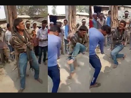 चोर कहकर गांव वालों ने पेड़ से बांध लाठियों से पीटा, वीडियो वायरल होने पर हरकत में आई पुलिस