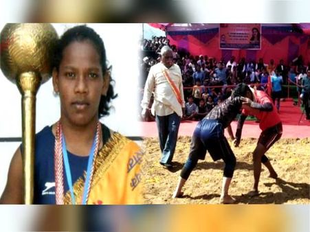 दंगल में पुरुष पहलवान नहीं झेल पाया गांव की इस पहलवान लड़की का 'धोबी पछाड़ दांव', देखें तस्वीरें