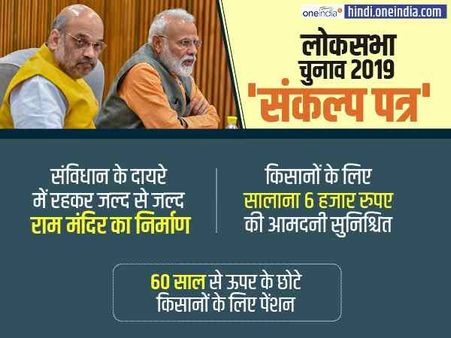 घोषणा पत्र में किसानों और राम मंदिर पर भाजपा ने किये ये दो बड़े ऐलान