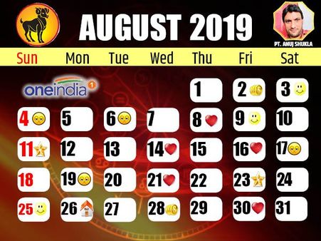 Astro Calendar: अगस्त 2019 का ज्योतिष कैलेंडर