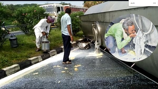 इंसानियत शर्मसार : टैंकर पलटने के बाद लोगों में मची दूध लूटने की होड़, तड़पता रहा घायल चालक