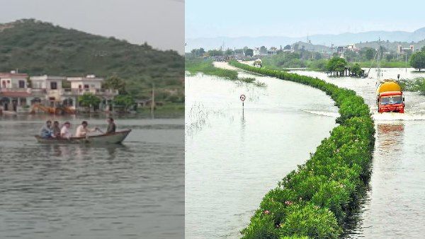 राजस्थान के एनएच 52 पर 20 दिन से पानी का कब्जा, वाहनों की बजाय दौड़ रहीं नावें