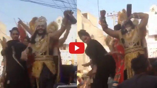 हाथ में बीयर की बोतल लेकर बार-बालाओं संग हरियाणवी गाने पर खूब नाचा 'रावण', Video वायरल