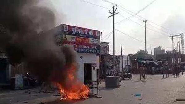 बस्ती में भाजपा नेता की हत्या के बाद बवाल, पुलिस चौकी में लगाई आग