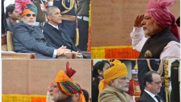 Repubilc Day: 6 सालों में बदला सिर्फ पीएम मोदी की 'पगड़ी' का रंग, नहीं बदला अंदाज, देखें तस्वीरें