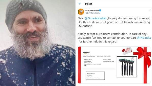 BJP ने दाढ़ी बनाने के लिए उमर अबदुल्ला को भेजा रेजर, कहा- 'सहायता के लिए कांग्रेस से संपर्क करें'