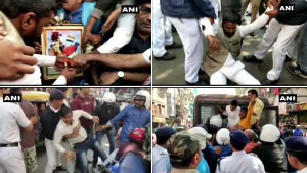 भारत माता की पूजा के लिए जा रहे BJP कार्यकर्ताओं को पुलिस ने रोका, हुई झड़प