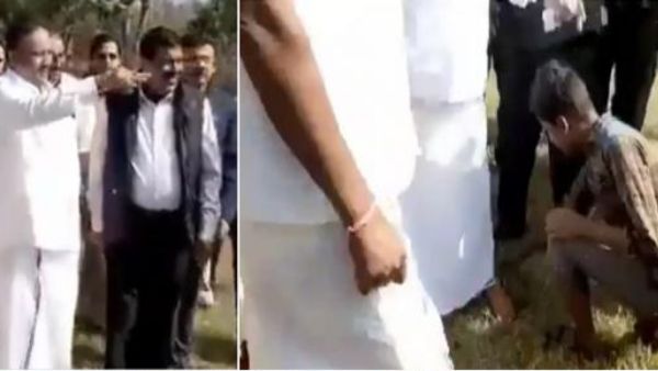 VIDEO: तमिलनाडु के वन मंत्री ने आदिवासी बच्चे से उतरवाई अपनी चप्पल