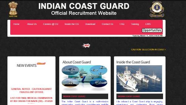 Indian Coast Guard Recruitment 2020: भारतीय तटरक्षक बल में इन पदों पर बंपर भर्ती, जल्द करें आवेदन
