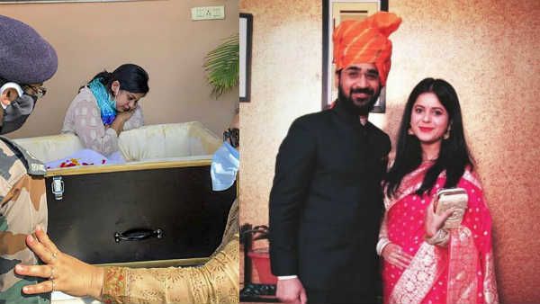 हंदवाड़ा शहीद मेजर सूद की पत्‍नी एकटक देखती रही तिरंगे में लिपटे पति को, तस्‍वीरें देख कर आंखों में आ जाएगा पानी