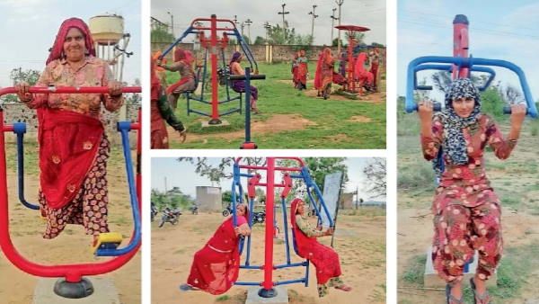 राजस्थान के गांव कंवरपुरा के जिम में बहू-बेटी व बुजुर्ग महिलाएं रोज करती हैं कसरत, देखें तस्वीरें