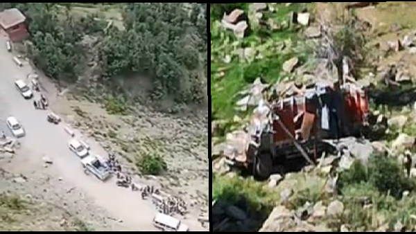 हिमाचल: रास्ते से 300 फीट गहरी खाई में लुढ़का ट्रक, दो की दर्दनाक मौत- VIDEO