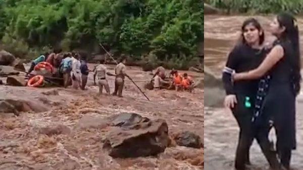 नदी के बीच में जाकर से सेल्फी लेना दो सहेलियों को पड़ गया भारी, देखें VIDEO