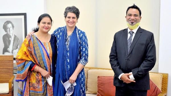 परिवार संग प्रियंका गांधी से दिल्ली में मिले डॉ. कफील खान, सौंपा धन्यवाद पत्र