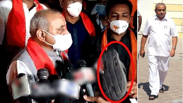 गुजरात: चुनाव प्रचार करने आए डिप्टी CM नितिन पटेल पर युवक ने चप्पल फेंकी, भाजपाई बोले- कांग्रेसी था वह