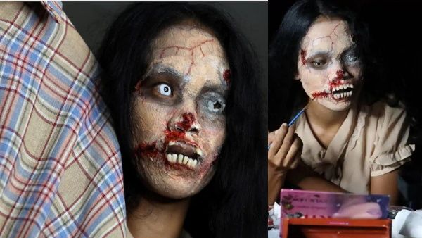 मरे हुए लोगों के कपड़े बेचने के लिए महिला ने खुद को बनाया जॉम्बी, वायरल हुआ ये अनोखा आइडिया