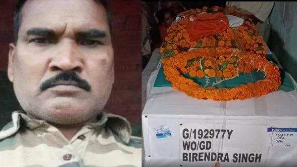 वीरेंद्र यादव: शहीद जवान को नम आंखों दी गई पुष्पांजलि, बड़े बेटे ने दी मुखाग्नि