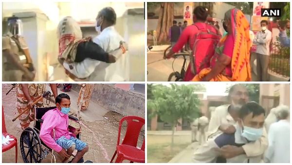 वोटिंग का जुनून: कहीं बेटे की गोद में वोट डालने पहुंची वृद्ध मां, तो किसी ने पीठ पर बिठा पिता को कराया मतदान, देखें Video