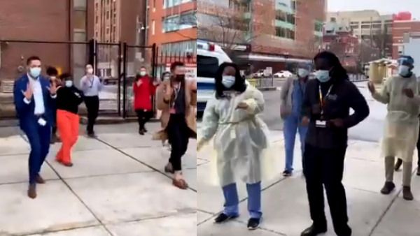 कोरोना वैक्सीन आने की इतनी खुशी, अस्पताल के बाहर ही डांस करने लगे हेल्थ वर्कर्स, धूम मचा रहा ये Video