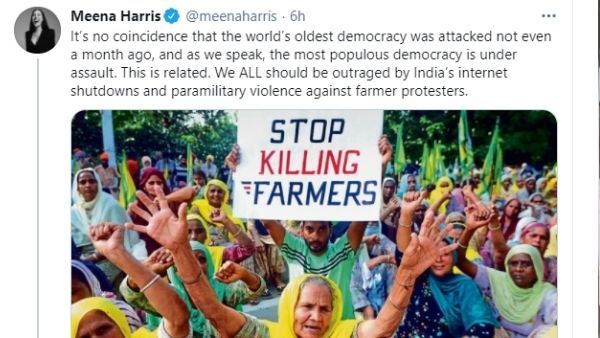 किसान आंदोलन को इंटरनेशनल समर्थन: रिहाना और ग्रेटा थनबर्ग के बाद कमला हैरिस की भांजी भी आई किसानों के साथ