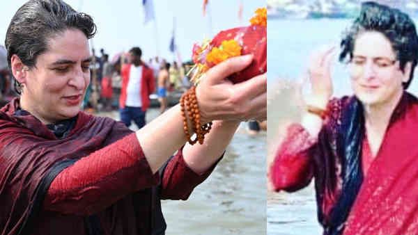 संगम में स्नान कर रहे श्रद्धालुओं पर योगी सरकार ने हेलीकॉप्टर से बरसाए फूल, प्रियंका गांधी भी थीं वहीं मौजूद