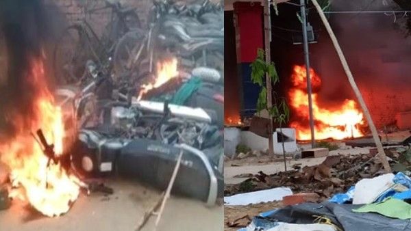 पंचायत चुनाव का परिणाम आने के बाद गोरखपुर में बवाल, कई वाहनों में उपद्रवियों ने लगाई आग