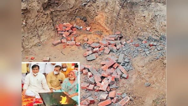 हरियाणा: भाजपा प्रदेशाध्यक्ष ने पार्टी के कार्यालय का शिलान्यास किया, किसानों ने नींव की ईंटें उखाड़ फेंकी