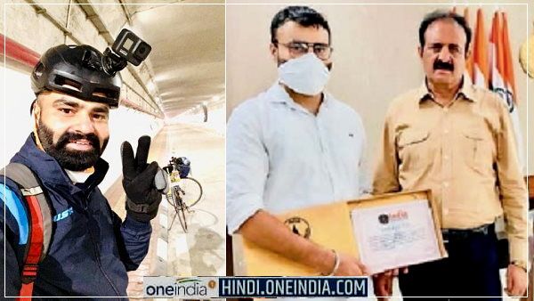 इंडिया गेट दिल्ली से 1216KM साइकिल चला अटल टनल पहुंचने वाले अरुण पहले भारतीय, रिकॉर्ड बना