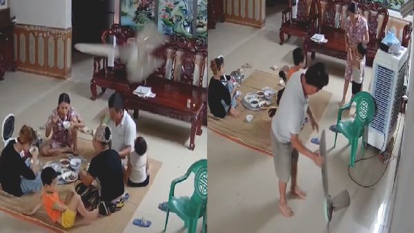 Shocking Video: पूरा परिवार एक साथ बैठकर खा रहा था खाना, अचानक भरभरा कर गिरा सीलिंग फैन