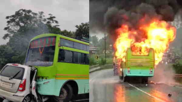 झारखंडः रामगढ़ जिले में कार और बस की सीधी टक्कर होने से लगी आग, 5 लोग जिंदा जले