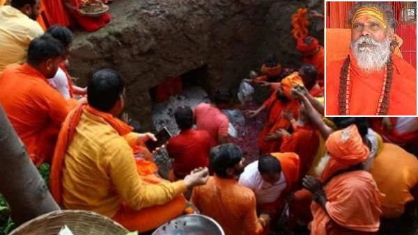 महंत नरेंद्र गिरि के पार्थिव शरीर को दी गई भू-समाधि, पद्मासन मुद्रा में हुए ब्रह्मलीन