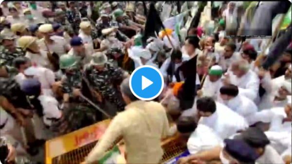 VIDEO: झज्जर में डिप्टी CM दुष्यंत चौटाला का विरोध, पुलिस मार रही किसानों पर पानी की बौछारें