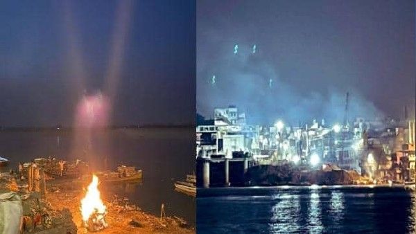 वाराणसी के मणिकर्णिका घाट पर चिताओं पर दिखा अद्भुत नजारा, बीएचयू डॉक्टर ने शेयर की तस्वीरें
