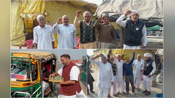 हरियाणा-दिल्ली बॉर्डर पर बैठे हजारों किसानों का जश्न, बंट रहे लड्डू, प्रर्दशनकारी बोले- मुकदमे भी वापस लो