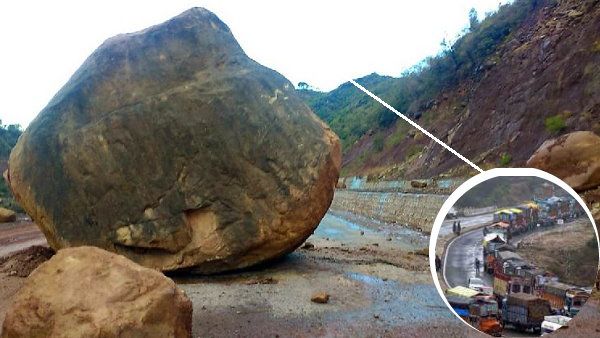 हाईवे पर हिमालय से आ गिरी इतनी मोटी शिला, जम्मू-कश्मीर में नवयुग सुरंग के पास भारी बर्फबारी